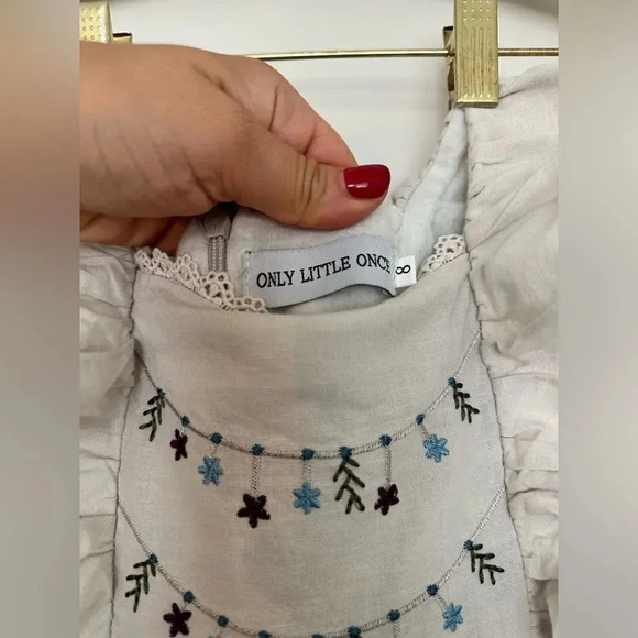 Only Little Once Dress Blue with Beige Trim 8 - Picture 6 of 9